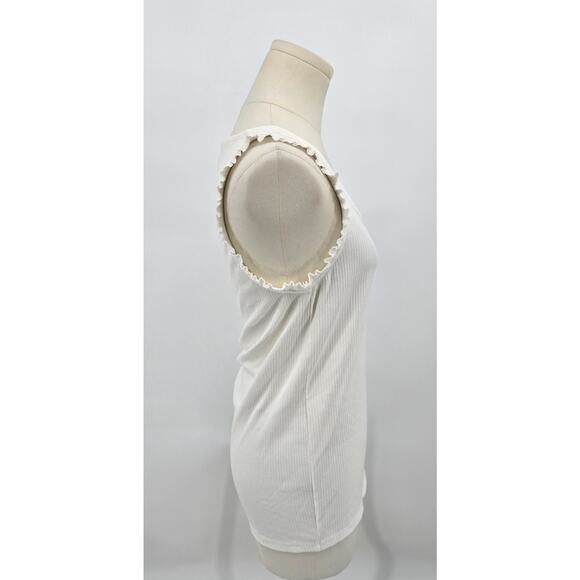 J. CREW Soft White Ruffle Strap Tank Top - Picture 2 of 5